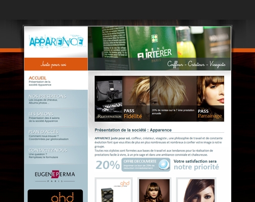 Site du Salon de coiffure "Apparence juste pour soi"