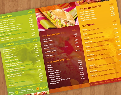 Carte de menu "Au ptit Creux"